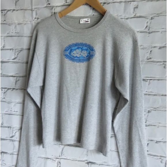 Vintage 1990s Grey T-Shirt With Long Sleeves Authentic Island Lifestyle Wear - Picture 2 of 3